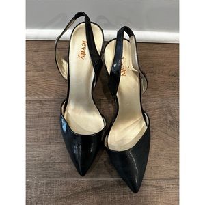 Patent leather sling back heels